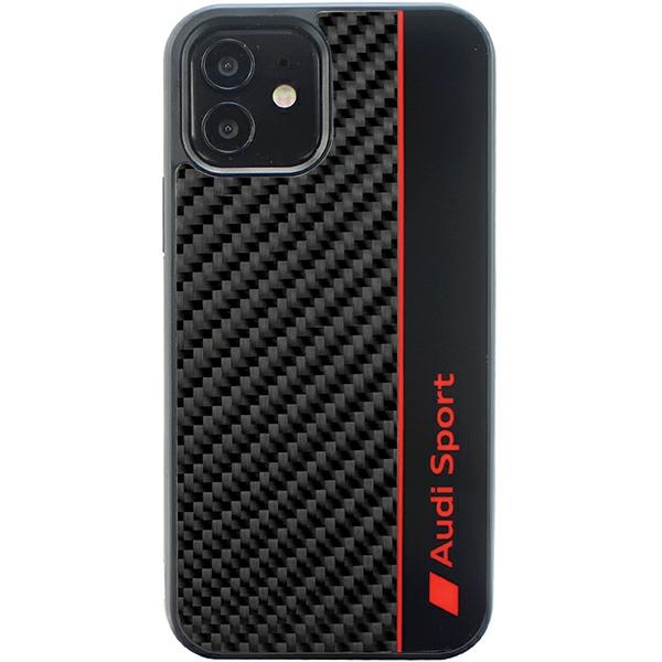 Audi Anglies pluošto juostelė iPhone 12/12 Pro 6.1" juodas/juodas kietas dėklas AUS-TPUPCIP12P-R8/D1-BK