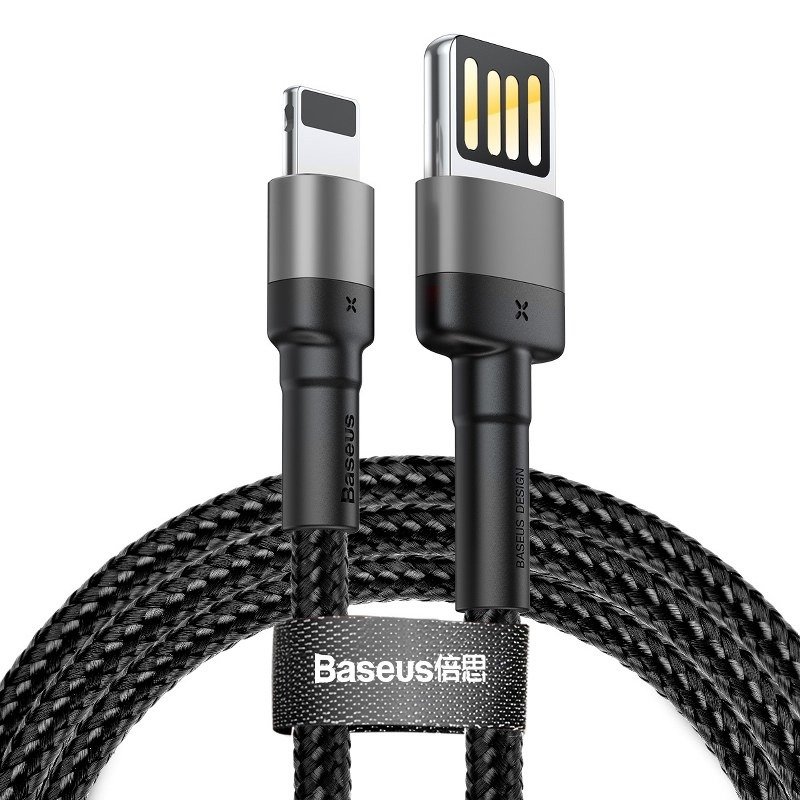 Baseus Cafule Dvipusis USB Lightning kabelis 1.5A 2m (pilkas+juodas)