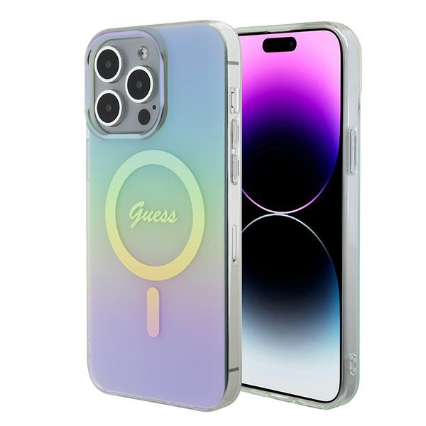 Guess GUHMP15XHITSQ iPhone 15 Pro Max - Turkizinis dėklas IML Iridescent MagSafe