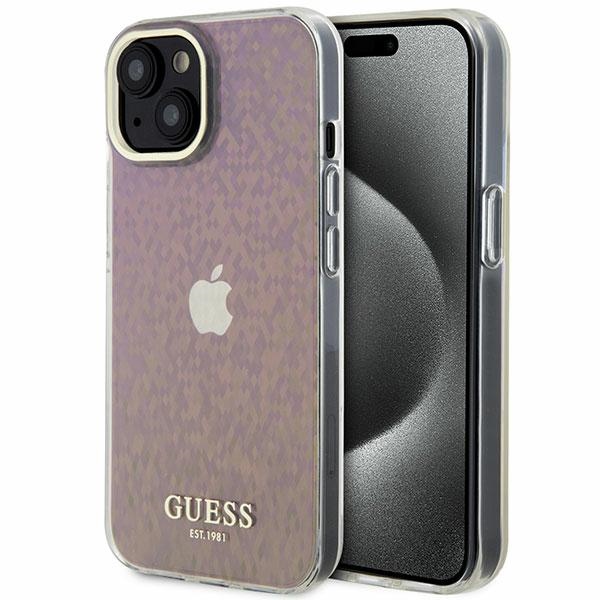 Guess GUHCP15SHDECMP iPhone 15 6.1" rožinis/rožinis kietas dėklas telefonui IML Faceted Mirror Disco Iridescent