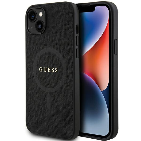 Guess GUHMP15MPSAHMCK iPhone 15 Plus 6.7" juodas/juodas kietas dėklas Saffiano MagSafe
