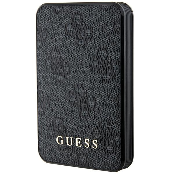 Guess Išorinė baterija 15W GUPB5LP4GEGK 5000mAh juoda/juoda 4G Odinis Metalinis Logotipas