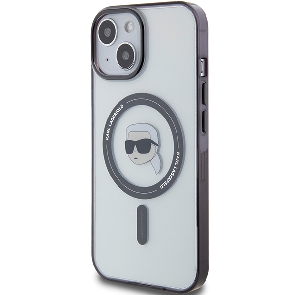 Karl Lagerfeld KLHMP15SHKHNOTK iPhone 15 6.1" skaidrus kietas dėklas IML Karl's Head MagSafe