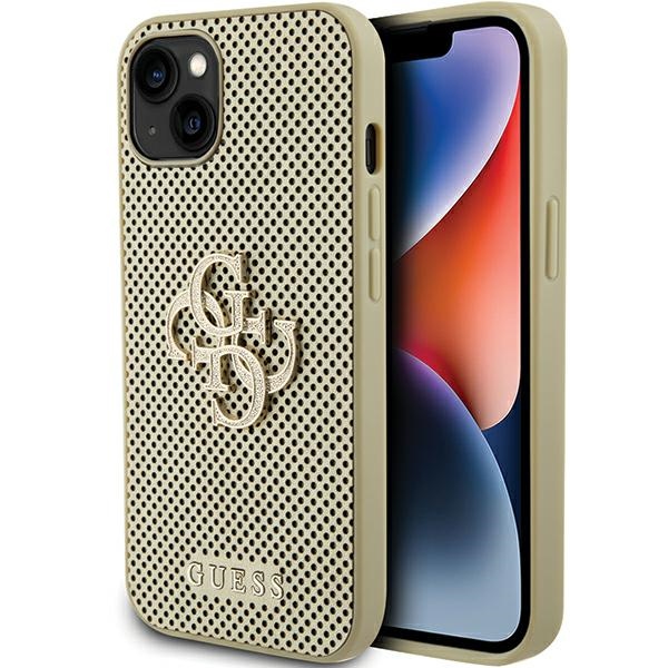 Guess Perforated 4G Glitter Dėklas telefonui iPhone 15 - auksinis