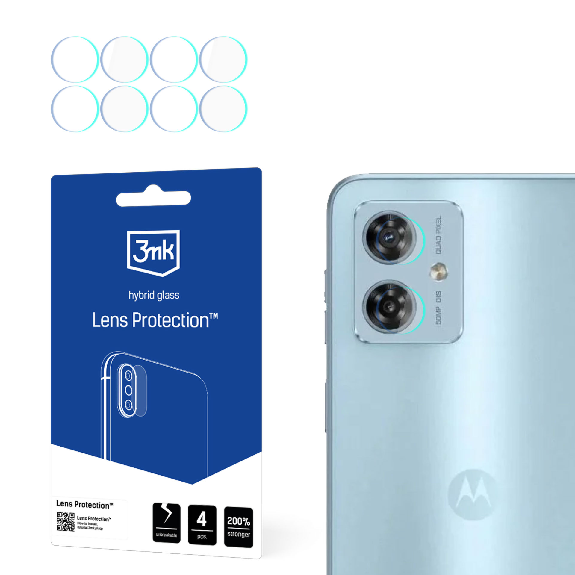 3mk objektyvo apsauga hibridinis stiklas kamerai Motorola Moto G54