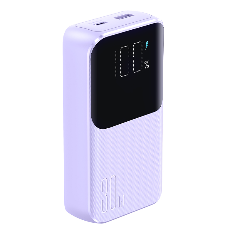 Mini išorinė baterija Joyroom JR-PBC07 20000mAh 30W su USB-C ir Lightning laidais (violetinė)
