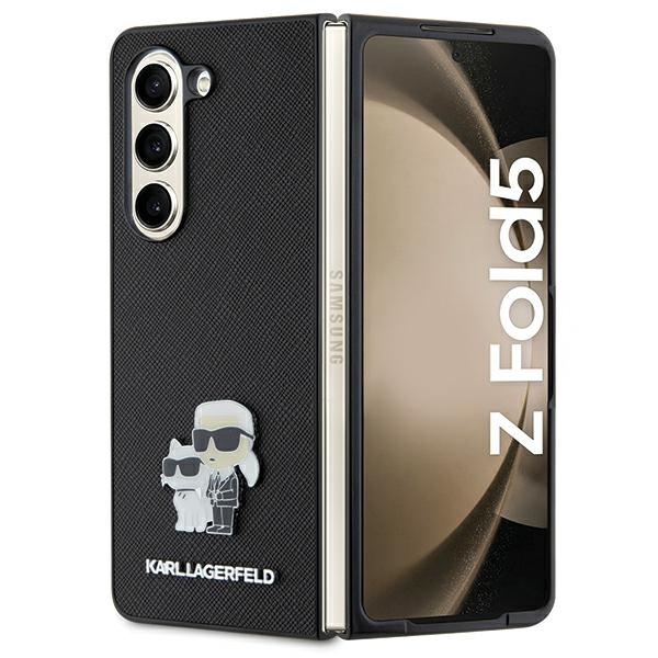 Karl Lagerfeld Saffiano Karl&Choupette Pin dėklas telefonui Samsung Galaxy Z Fold 5 - juodas