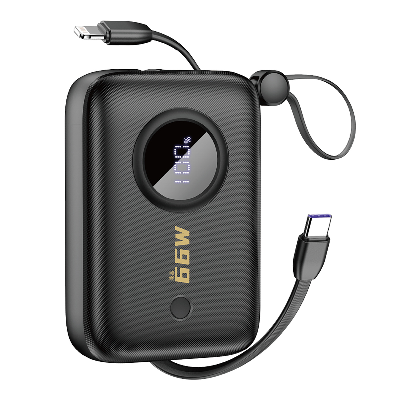 Išorinė baterija Dudao K14 10000mAh su USB-C / Lightning laidais (juoda)