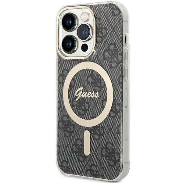 Guess IML 4G magnetinis dėklas telefonui iPhone 15 Pro - juodas