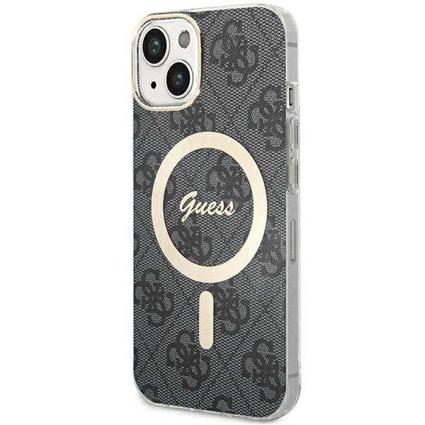 Guess IML 4G magnetinis dėklas telefonui iPhone 15 - juodas
