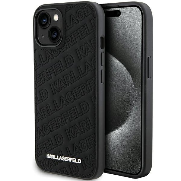 Karl Lagerfeld Quilted K Pattern dėklas telefonui iPhone 15 Plus / 14 Plus - juodas