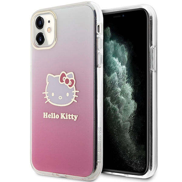 Hello Kitty IML Gradient Electrop Kitty Head dėklas telefonui iPhone 11 / XR - rožinis