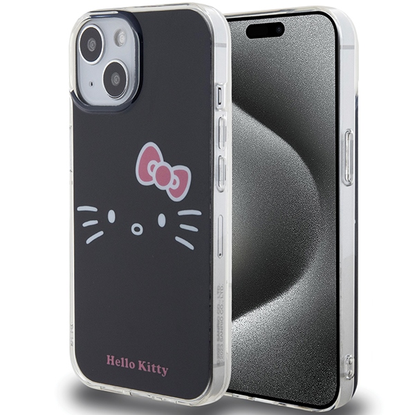 Hello Kitty IML Kitty Face dėklas telefonui iPhone 15 - juodas