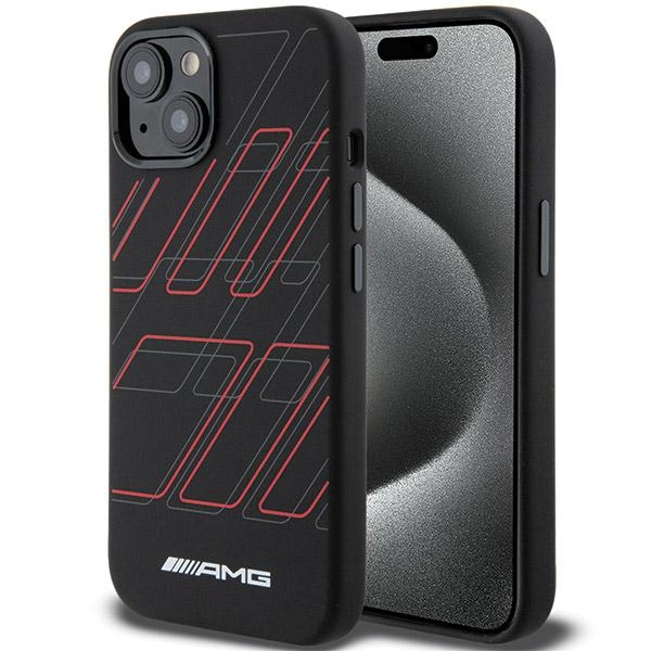 AMG silikoninis didelių rombų rašto magnetinis dėklas telefonui iPhone 15/14/13 - juodas