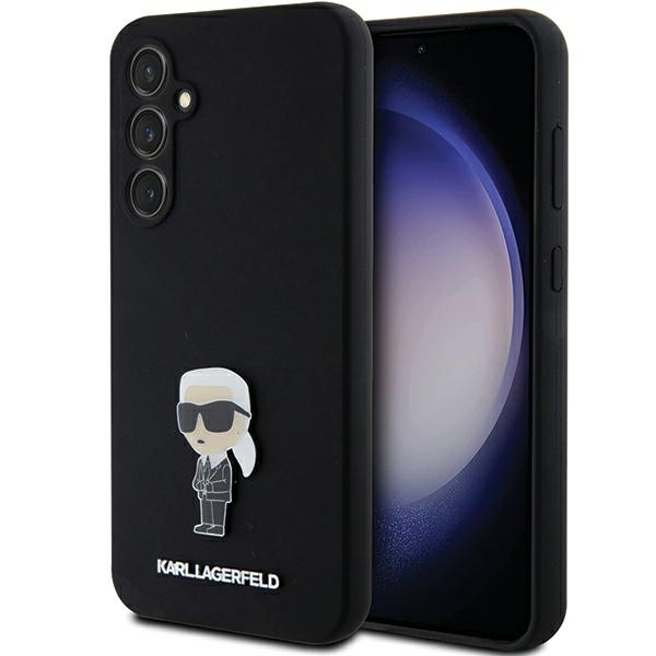Karl Lagerfeld silikoninis Ikonik Metal Pin dėklas telefonui Samsung Galaxy S23 FE - juodas