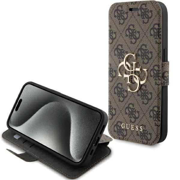 Guess 4G Metal Logo dėklas iPhone 15 Pro - rudas