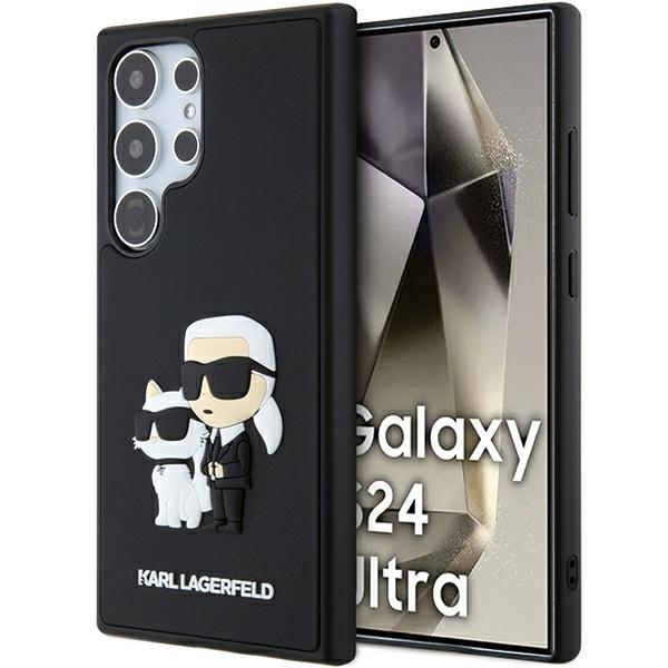 Karl Lagerfeld 3D guminis Karl&Choupette dėklas telefonui Samsung Galaxy S24 Ultra - juodas