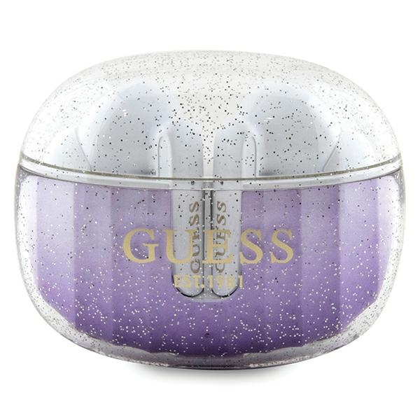 Guess Glitter Gradient TWS Bluetooth ausinės su ENC įkrovimo stotimi - violetinės