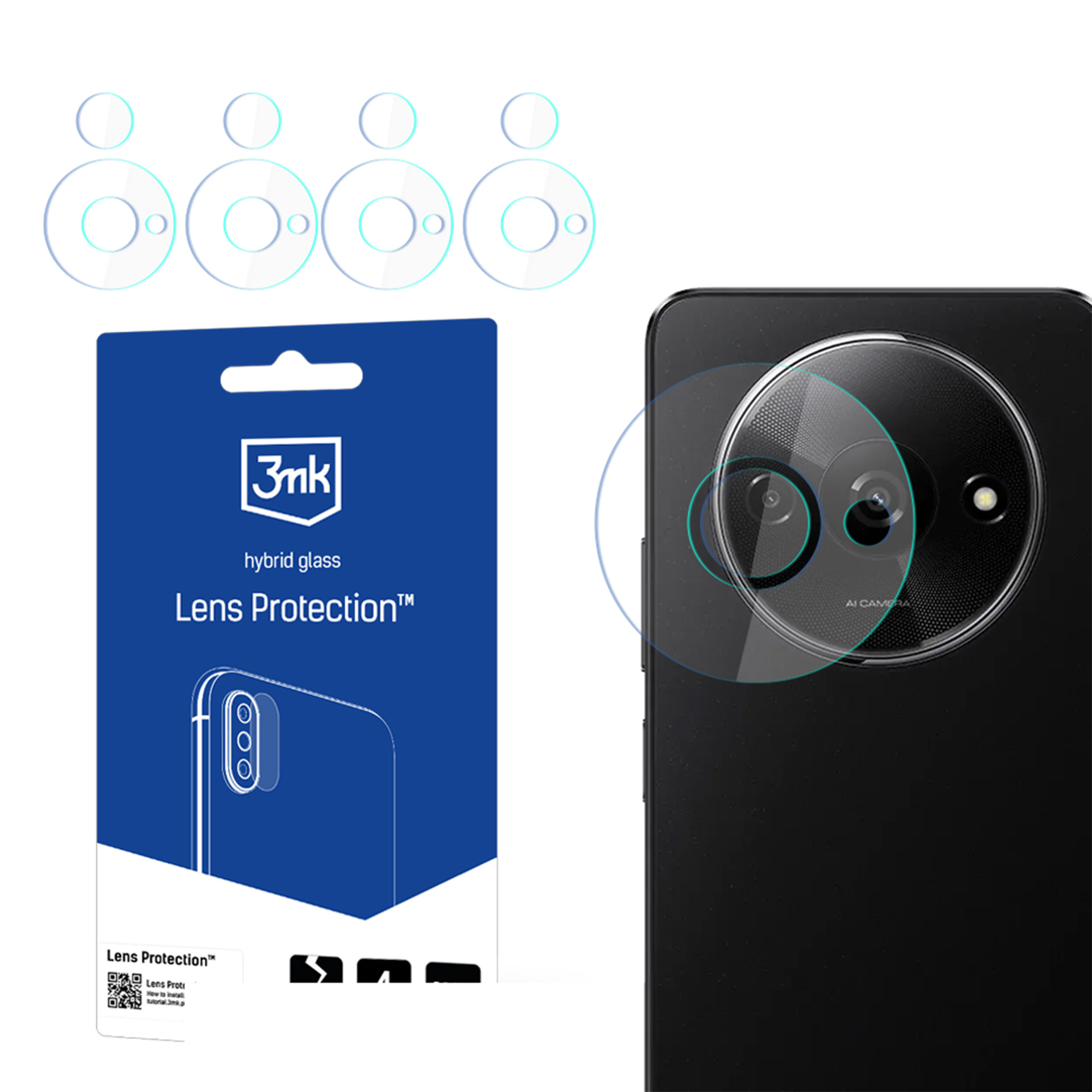 3mk Lens Protection™ hibridinis kameros stiklas Xiaomi Redmi A3 telefonui