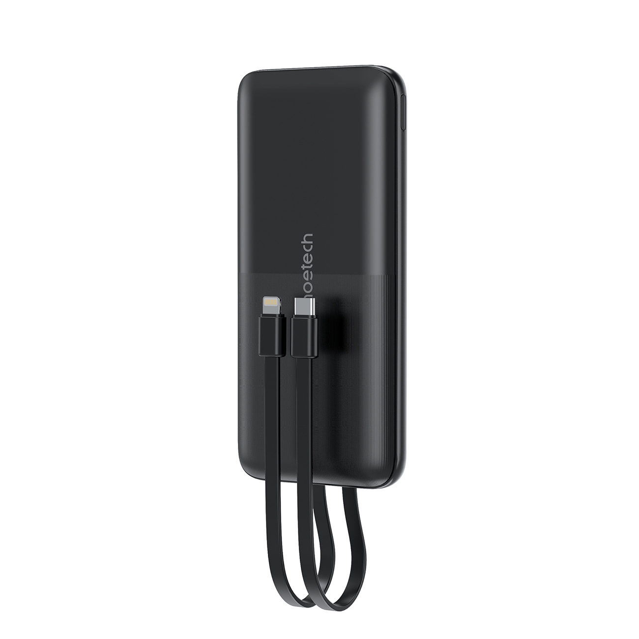 Išorinė baterija Choetech B654 10000mAh 22,5W USB-A / USB-C / micro USB su integruotu USB-C / Lightning laidu (juoda)