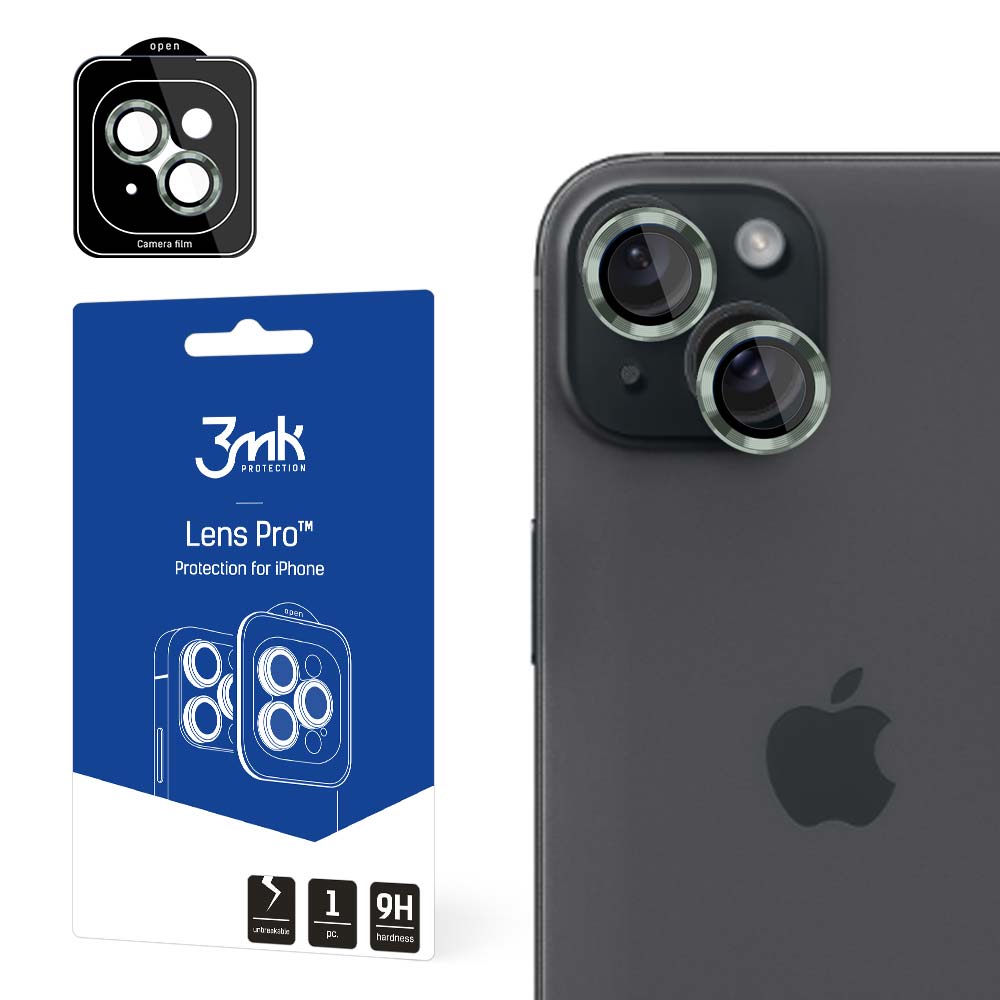 3mk Lens Protection Pro apsauga kamerai iPhone 15 Plus - žalia