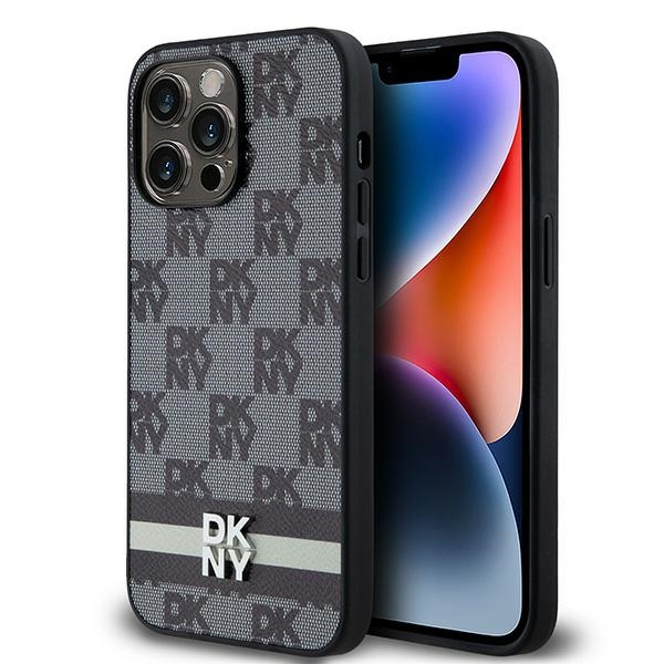 DKNY Odinis languotas mono raštas ir spausdintos juostos dėklas telefonui iPhone 14 Pro Max - juodas