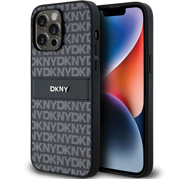 DKNY Odinis mono juosta ir metalinis logotipas dėklas telefonui iPhone 14 Pro Max - juodas