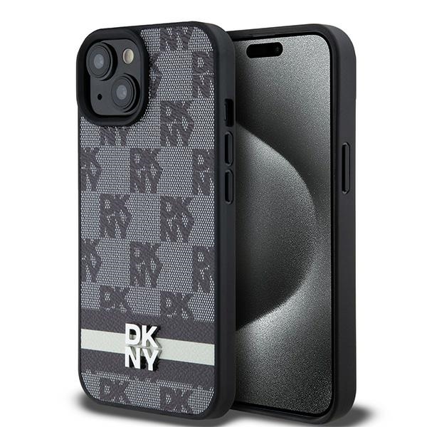 DKNY Odinis languotas mono raštas ir spausdintos juostos dėklas telefonui iPhone 15 Plus / 14 Plus - juodas