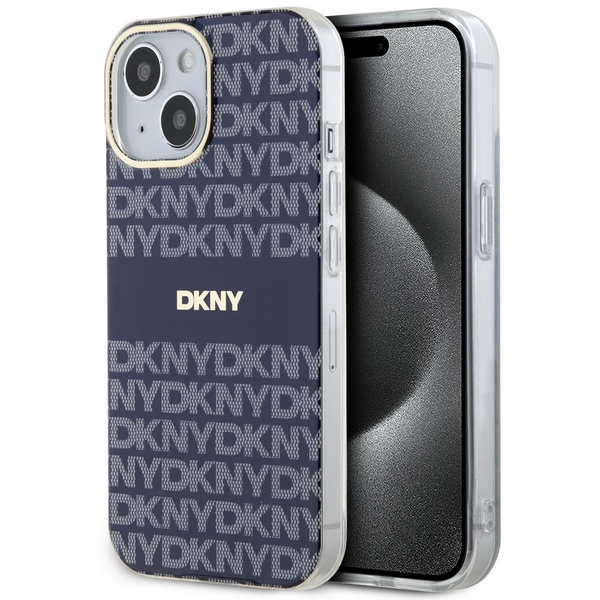 DKNY IML Mono ir juostelės Magnetinis dėklas iPhone 15 / 14 / 13 - mėlyna