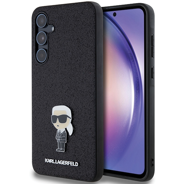 Karl Lagerfeld Fiksuotas Blizgus Ikonik Logotipas Metal Pin dėklas Samsung Galaxy A55 - juodas