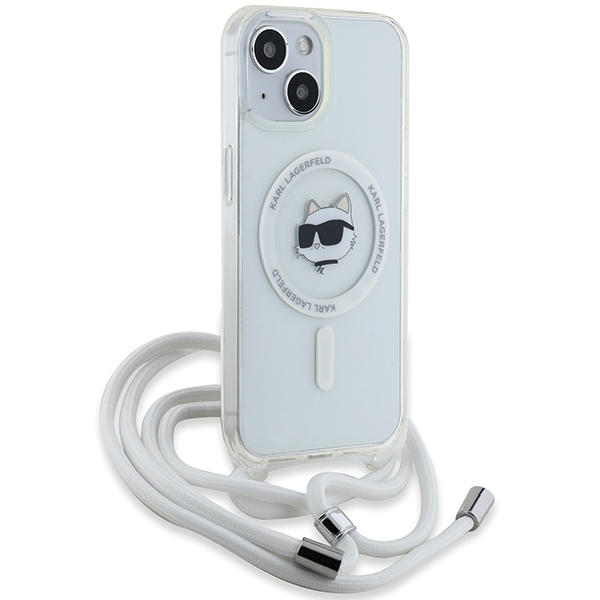 Karl Lagerfeld IML Choupette Head & Cord Magnetinis dėklas iPhone 13 / 14 / 15 - skaidrus