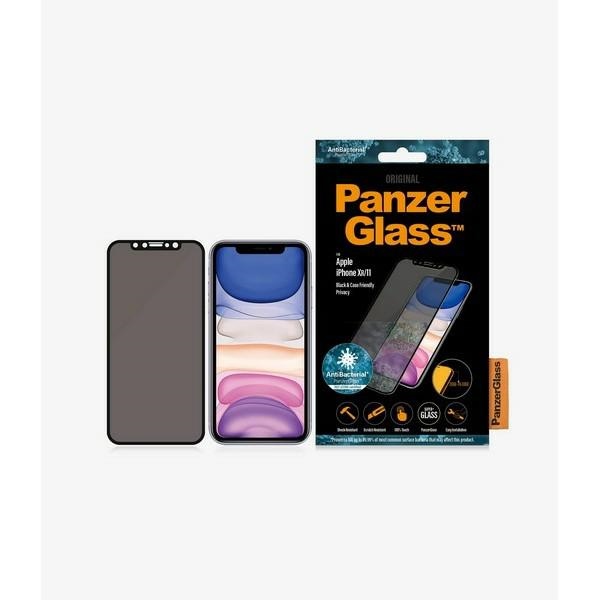 PanzerGlass E2E Super+ privatumo apsauginis stiklas iPhone XR / 11 - su juodu rėmeliu