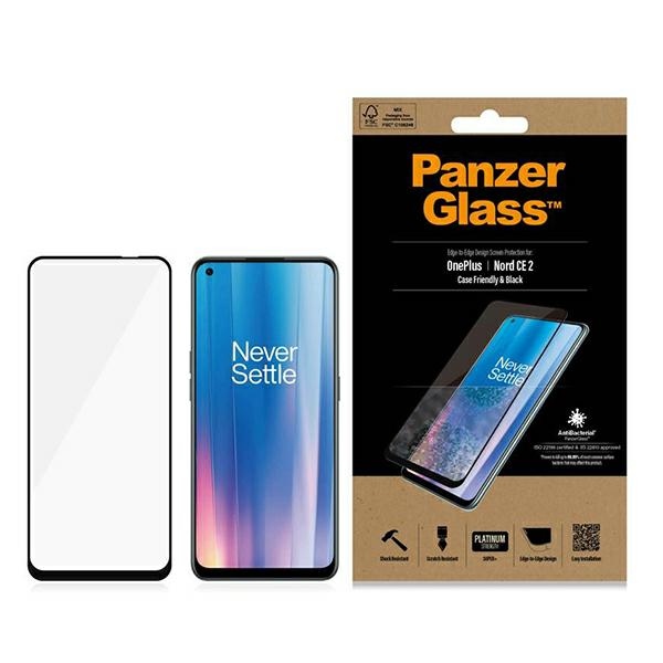 PanzerGlass E2E Super+ apsauginis stiklas OnePlus Nord CE 2 - su juodu rėmeliu