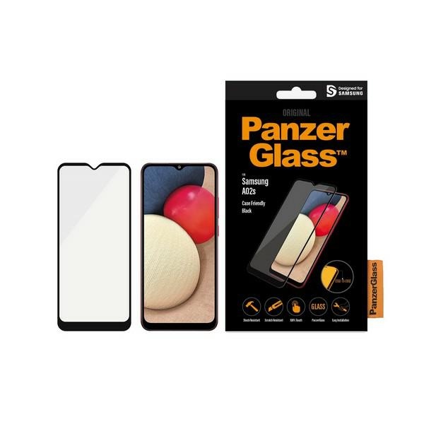 PanzerGlass E2E Super+ antibakterinis apsauginis stiklas Samsung Galaxy A02s - su juodu rėmeliu