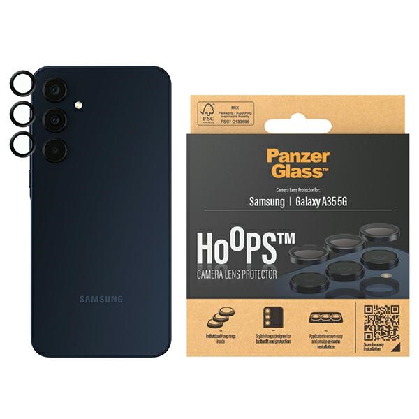 PanzerGlass Hoops kameros apsauga Samsung Galaxy A35 5G - su juodu rėmeliu