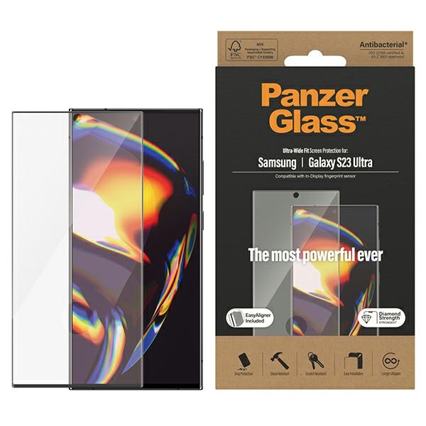 PanzerGlass itin platus apsauginis stiklas su aplikatoriumi Samsung Galaxy S23 Ultra