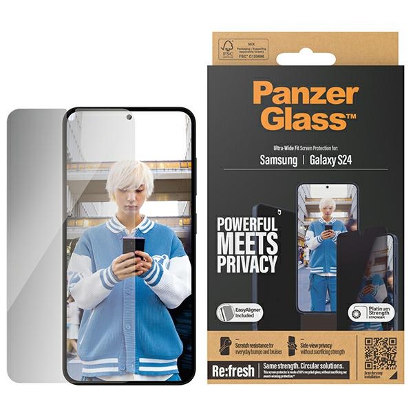 PanzerGlass itin platus privatumo apsauginis stiklas su pozicionieriumi Samsung Galaxy S24