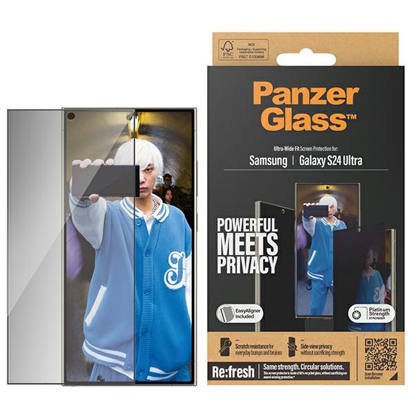 PanzerGlass itin platus privatumo apsauginis stiklas su pozicionieriumi Samsung Galaxy S24 Ultra