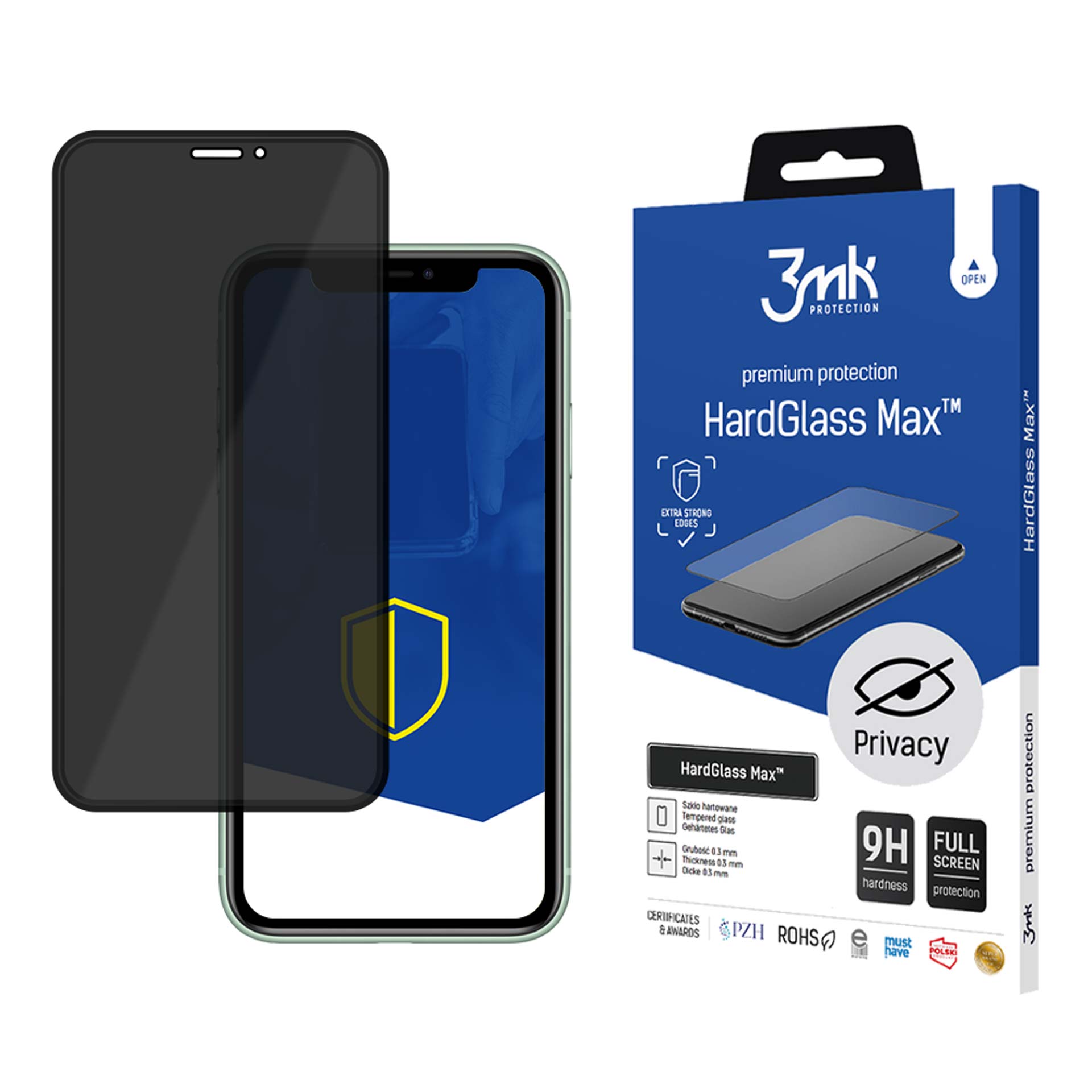 9H 3mk HardGlass Max Privacy™ apsauginis stiklas privatumui iPhone XS Max / 11 Pro Max
