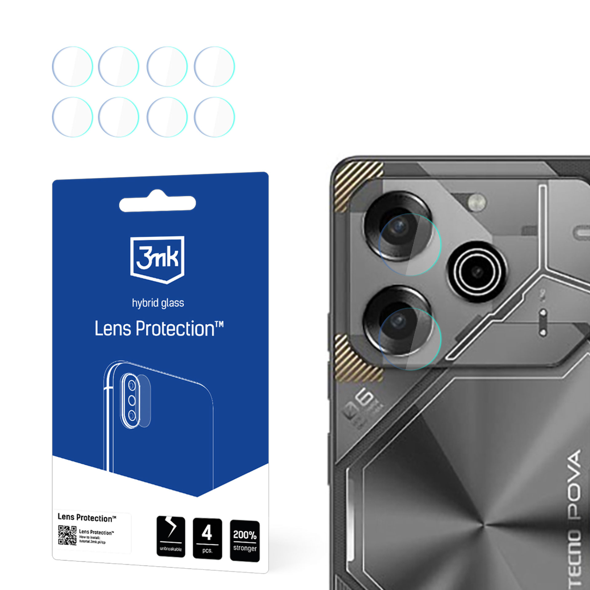 3mk Lens Protection™ hibridinis kameros stiklas Tecno Pova 6 Neo