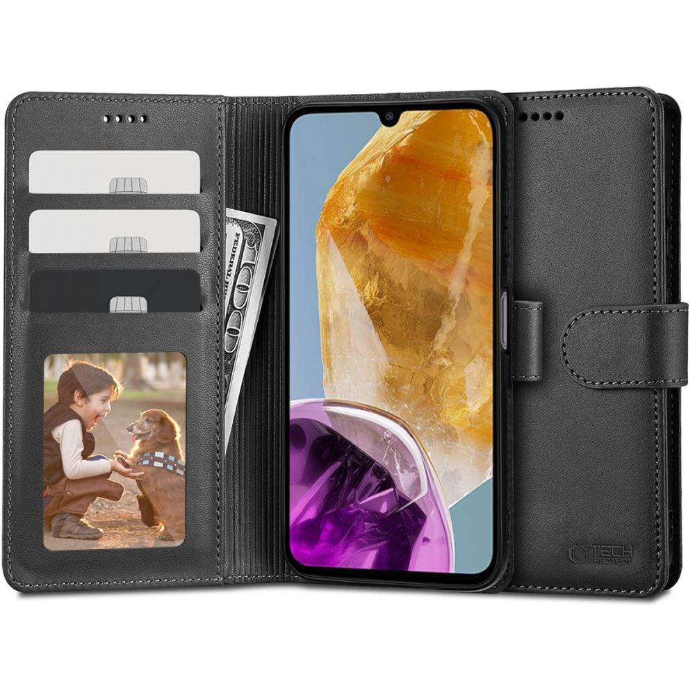 Tech-Protect Wallet dėklas telefonui Samsung Galaxy M15 5G - juodas