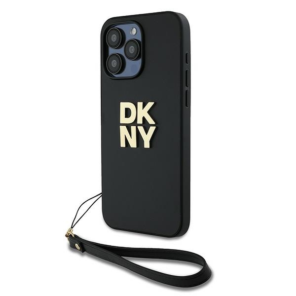 DKNY Dėklas telefonui su dirželiu ir logotipu iPhone 15 Pro Max - juodas