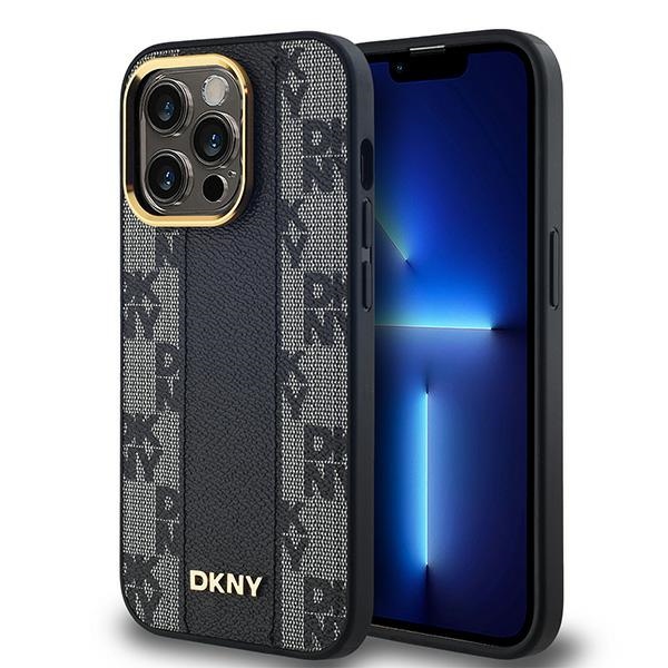 DKNY Odinis langeliais raštuotas magnetinis dėklas iPhone 13 Pro Max - juodas