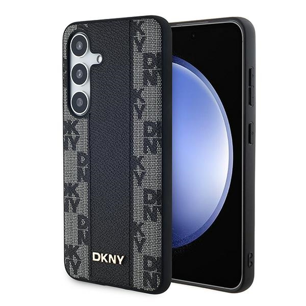DKNY Odinis langeliais raštuotas magnetinis dėklas Samsung Galaxy S24+ - juodas