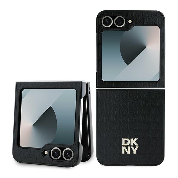 DKNY Dėklas telefonui Samsung Galaxy Z Flip6 su kartotiniu dizainu Stack Logo - juodas