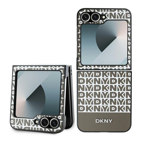 DKNY Dėklas telefonui Samsung Galaxy Z Flip6 su apatine juosta - rudas