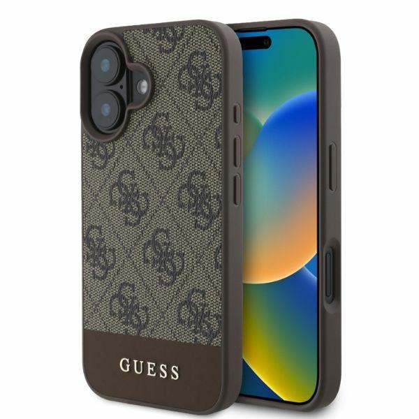 Guess 4G Bottom Stripe dėklas telefonui iPhone 16 - rudas
