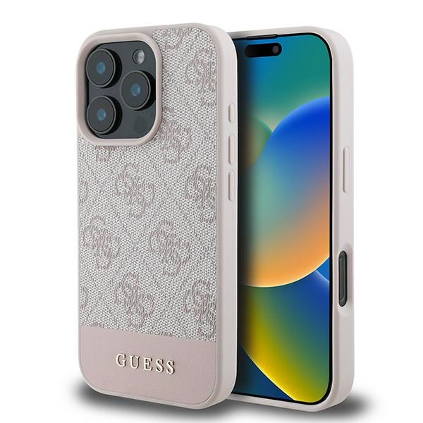 Guess 4G apatinis dėklas telefonui iPhone 16 Pro Max (m) - rožinis