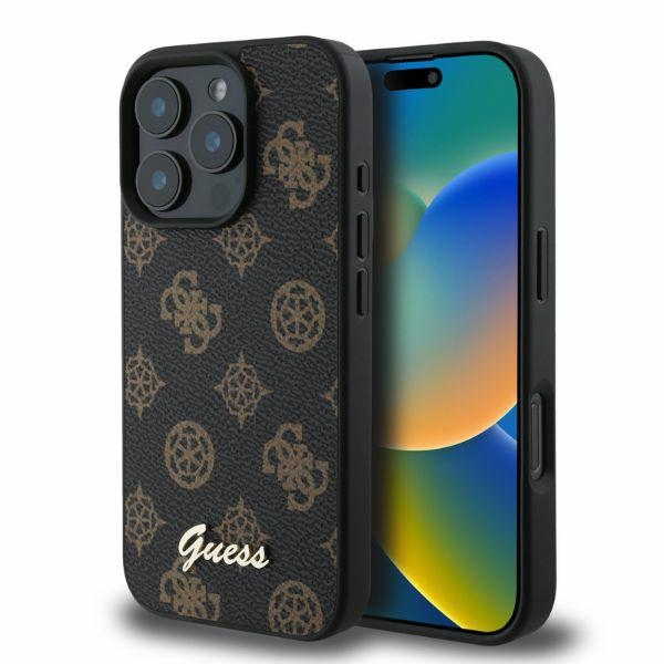 Guess Peony Script magnetinis dėklas iPhone 16 Pro - juodas
