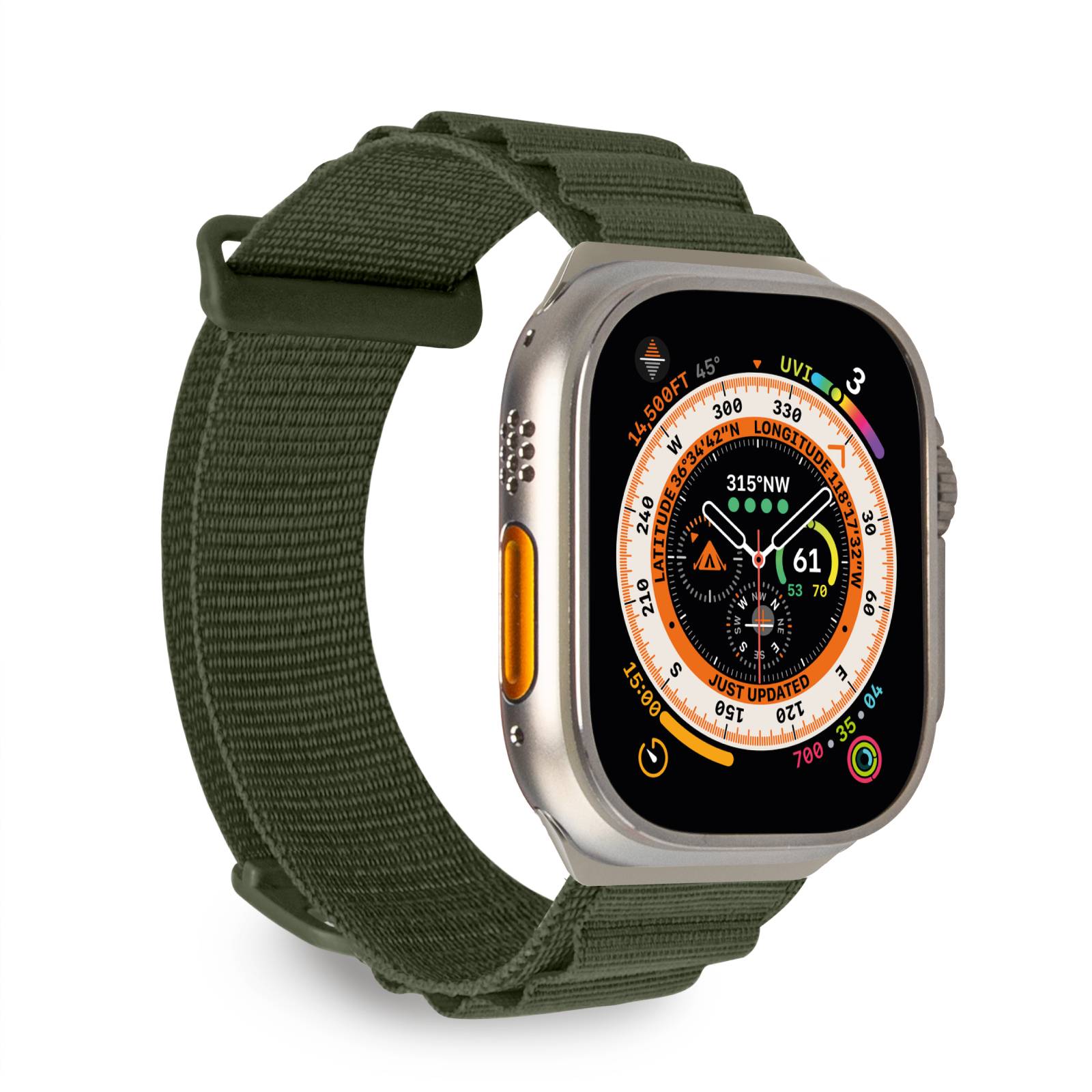 Puro Extreme nailoninis dirželis Apple Watch 42/44/45/49 mm - tamsiai žalias